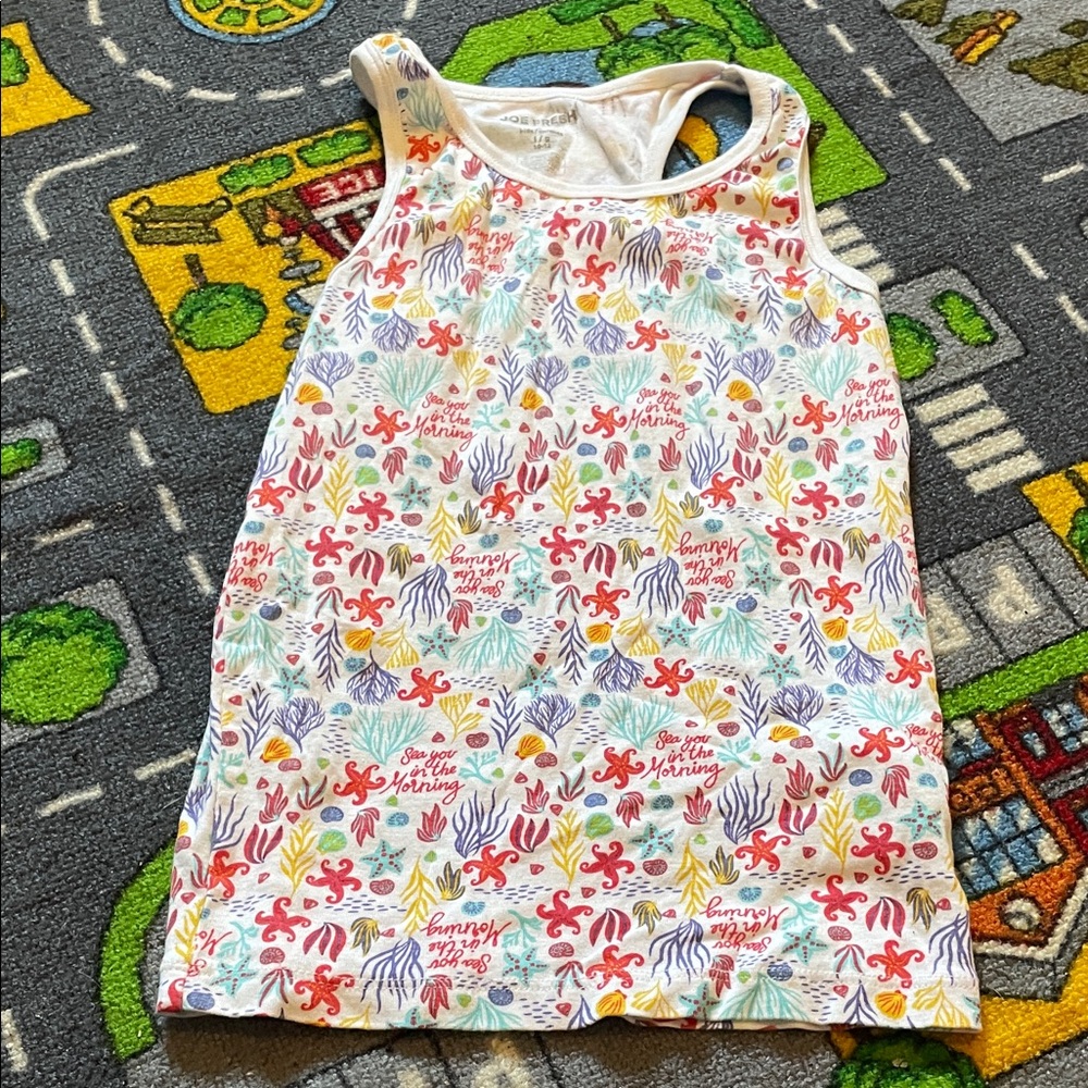 Joe Fresh White Tank Top with Multicolor Sea Life Print